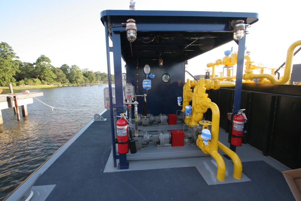 NYCDOT Barge No. 6 External Cargo Pump Skids on Deck After Re-Design