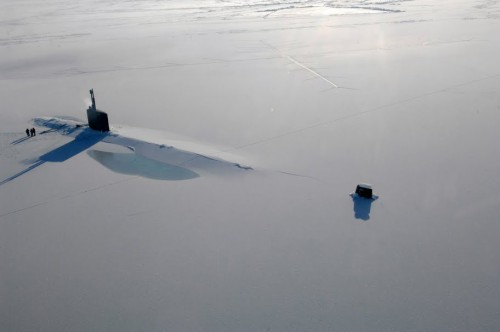 SSN760 USS Annapolis Surfaced Through Polar Ice