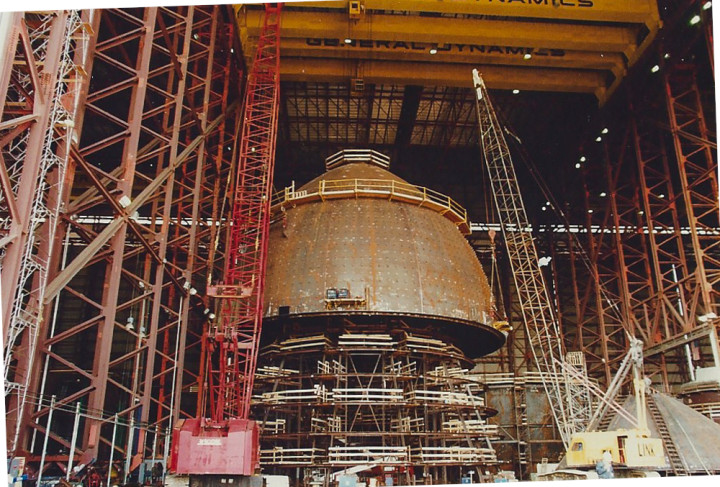 Deer Island Digester Tank Construction Lifting Top Unit Out of Assembly Fixture