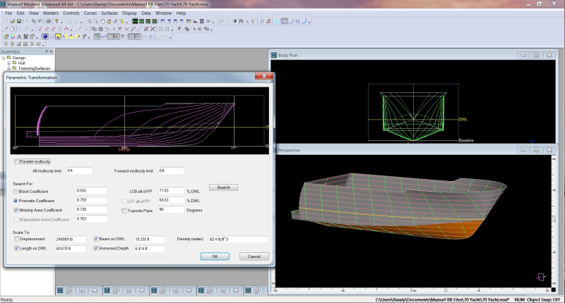 Maxsurf Parametric Transformation for Yacht Design