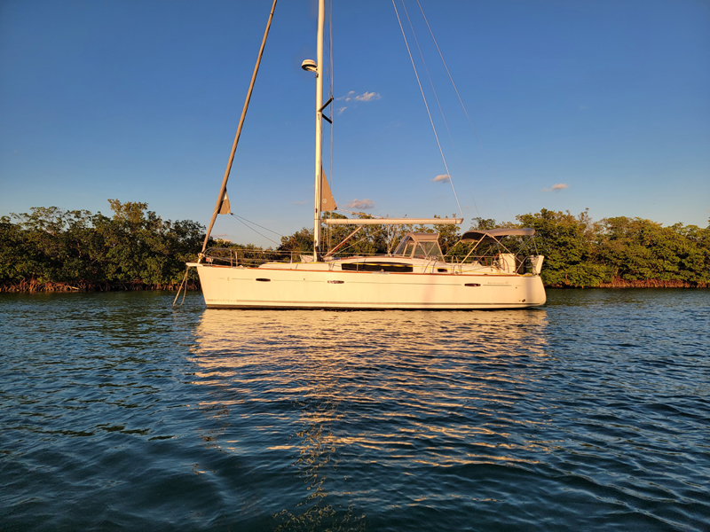 Beneteau 40 ORIA waiting for Bahamas weather window at No Name Harbor, Key Biscayne, FL